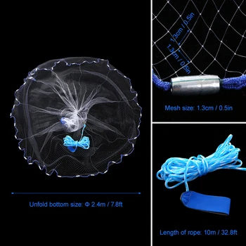 

Fishing Net Fishing Casting Net 7.8FT Net Saltwater Freshwater Bait Fish Net Hand Cast with Weights Pesca