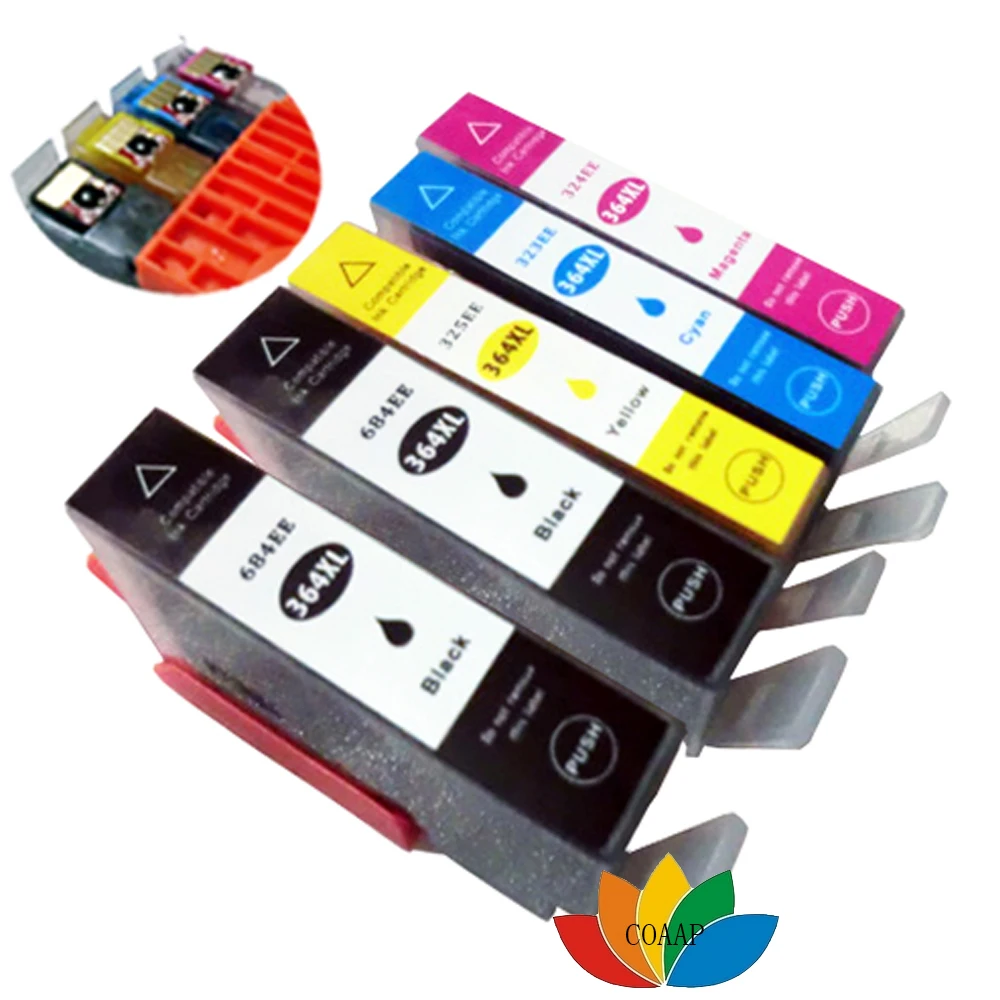 5 Compatible hp 364xl chipped Ink Cartridge for Photosmart B109 B110