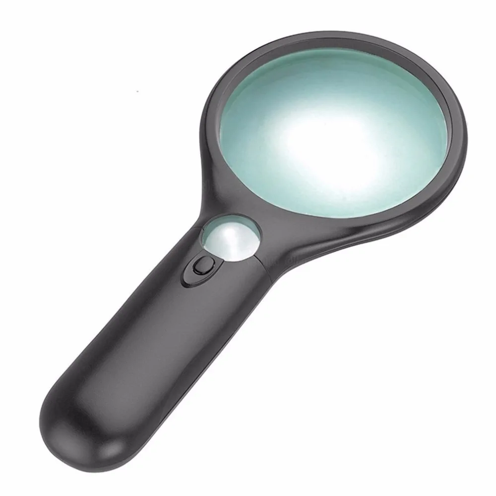

6902 Illuminated Reading Appreciation Magnifier C with 3lED Lamp Pocket Microscope Magnifier Loupe with 3 LED