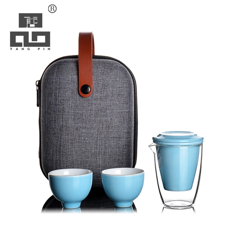 TANGPIN glass and ceramic teapot teacups ceramic tea sets portable travel tea set with travel bag TANGPIN glass and ceramic teapot teacups ceramic tea sets portable travel tea set with travel bag