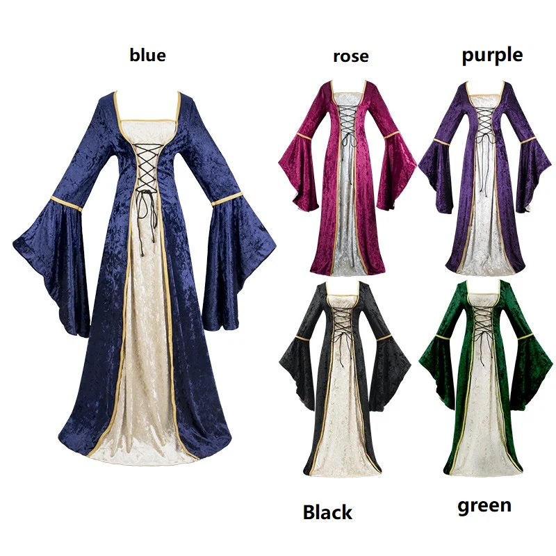 

Cosplay Medieval Palace Princess Dress Adults Vintage evening gown for Women Lace up Long Sexy Party Halloween Costume 3XL
