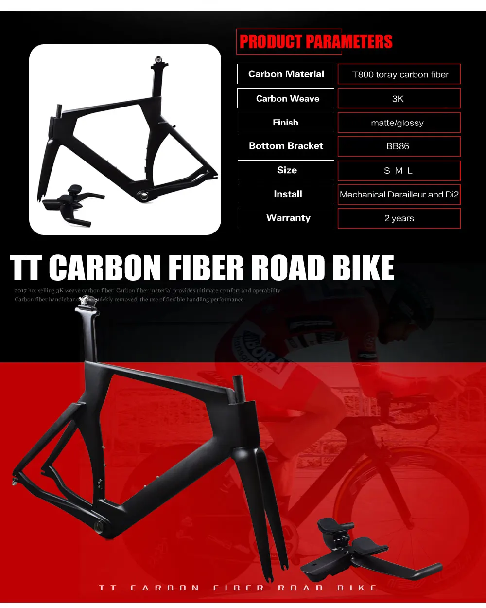 Excellent Airwolf Time Trail Carbon Bike Frame triathlon bike carbon road frame include fork/headset seatpost/clamp/stem/bar carbon frame 18