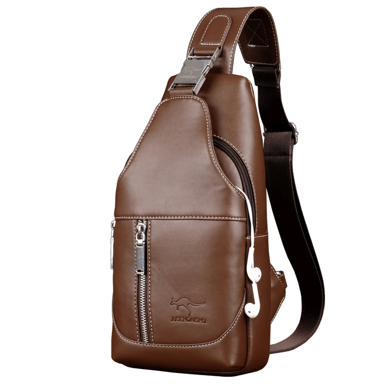 

Kangaroo Luxury Brand Chest Bag Leather Messenger Bag Male Crossbody Bag For Men Chest Pack Casual Sling Shoulder Bag Waist Pack