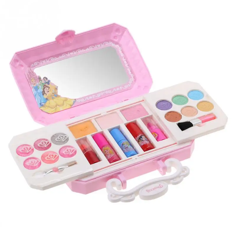 Косметика игровой набор принцесса макияж набор нетоксичный Косметический макияж набор коробка принцесса косметическая игрушка для маленьких девочек - Цвет: Розовый