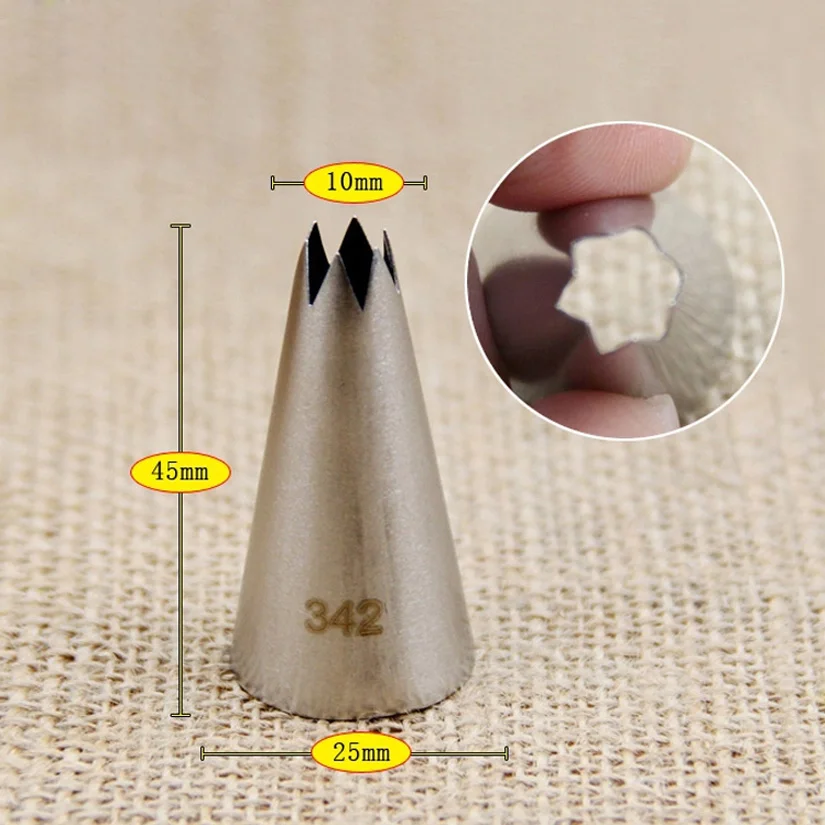 342 Medium Open Star Tips Stainless Steel Icing Piping