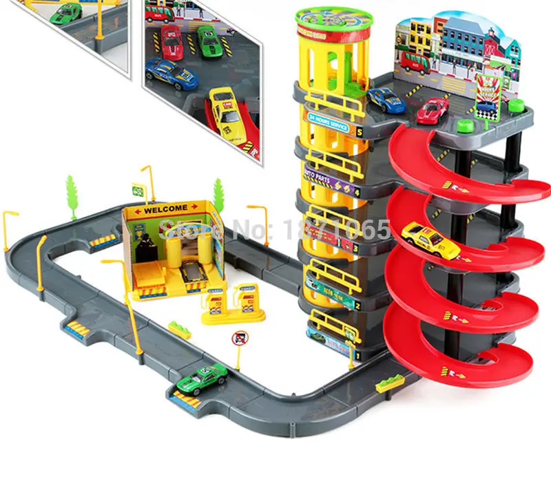 Многоэтажный городской парковочный игрушечный гараж городской автомобиль грузовик автомобиль авто автомобиль спиральные роликовые рельсы сплав транспортные средства Детские шины чехол для переноски