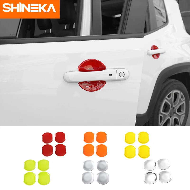 

SHINEKA For Jeep Renegade 2016+ ABS Car Exterior Door Handle Bowl Decoration Cover Trim Stickers Accessories For Jeep Renegade