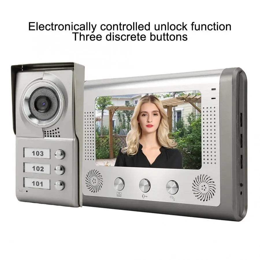 

Apartment 3 Units Wired Video Door Phone Audio Visual Doorbell Intercom Entry System