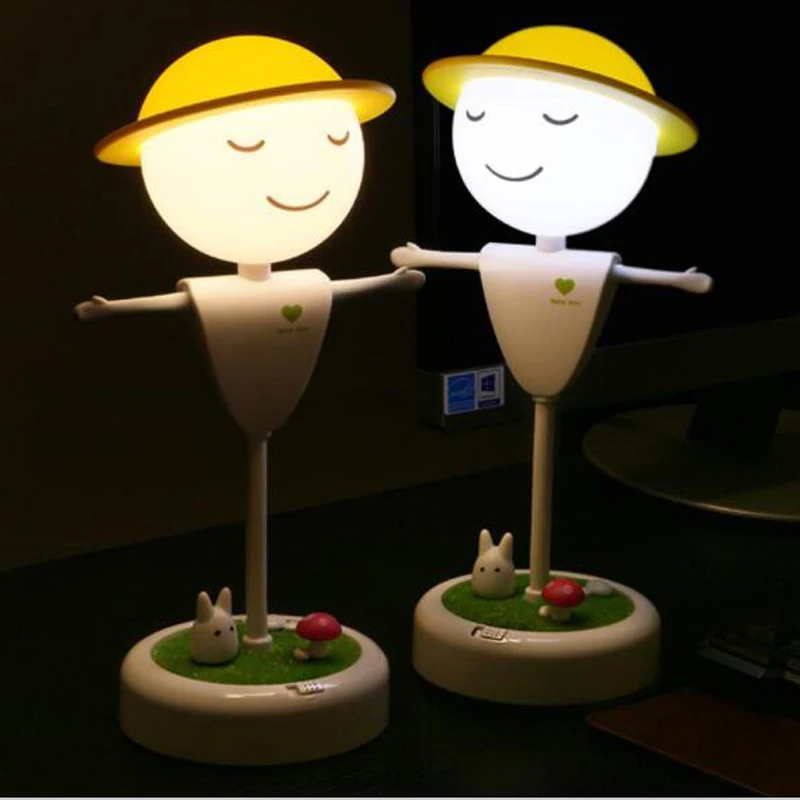 

USB LED Soft Light Bedside Table Lamp Children Flexible Twist Scarecrow Night Light With Timer Dimmable Touch