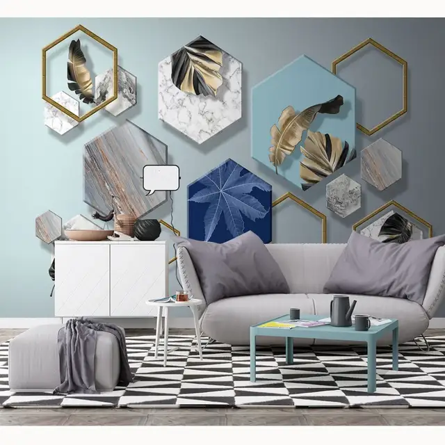 Avoir Images Modern Home Decor Papier Peint Mural 3d Geometric Leaf Photo Wall actualisé par