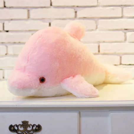 33cm pink 33 см Красочный светодиодный светильник, подушка в виде животного, милая маленькая чучело дельфина, плюшевая игрушка для домашних животных, подарок на день рождения для девочек - Цвет: 33cm pink