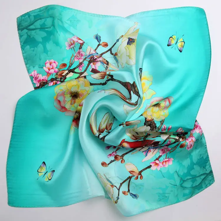Весна Шелковый квадратный шарф для Женщины Девушки дамы моды ребенка Дети шарфы сумки волосы ленты 53*53 см - Цвет: 3