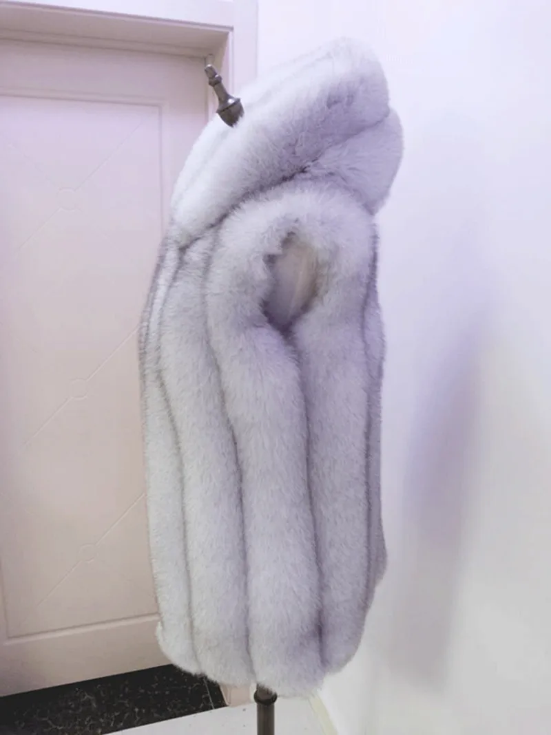 

2019 Really fur vest fox fur jacket with a hood female leather coat medium-long hat bars vest