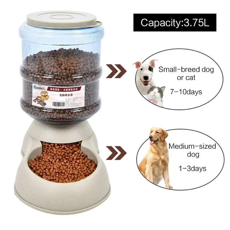 Перерабатываемая Нетоксичная 3.7л вместительная, пластиковая автоматическая кормушка для кошек и собак, дозатор чаши для домашних животных, самораспределяемая Гравитация - Цвет: B