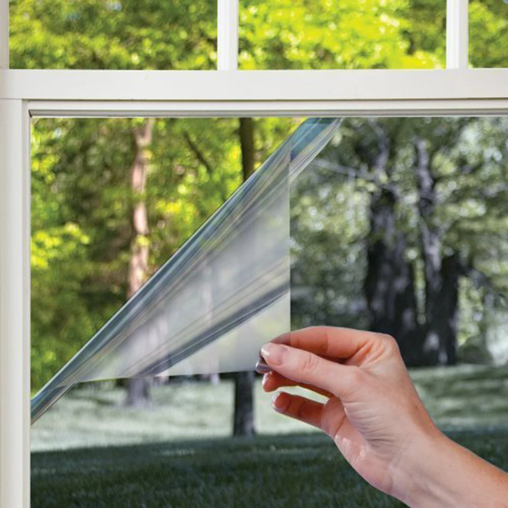 

50 by 300 Cm Mirrored Black Silver Window Film Reflective One Way Mirror Film Privacy Vinyl Sun Blocking for Home Office