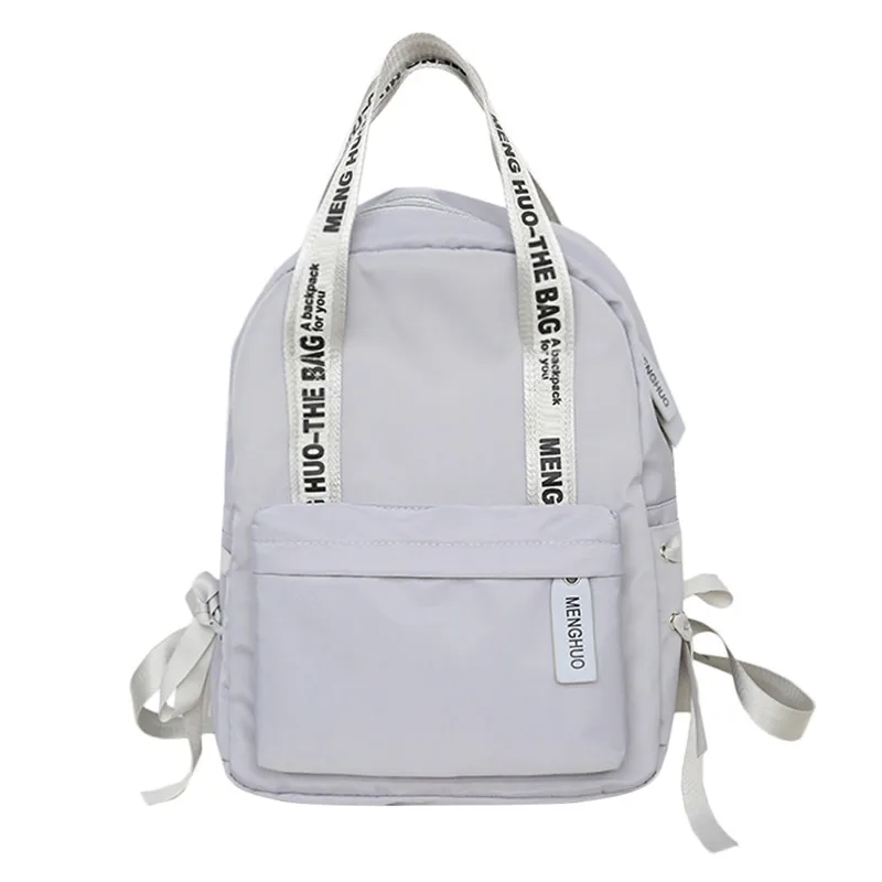 MENGHUO, школьные сумки с буквенным принтом для девочек-подростков, Женский нейлоновый рюкзак для путешествий, рюкзак в консервативном стиле, новинка - Цвет: Серый