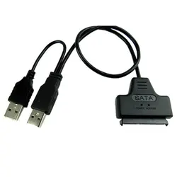 Горячие Продажи встроенный СВЕТОДИОДНЫЙ Свет SATA К USB Линия USB 2.0 к SATA для Жесткий Диск Адаптер с USB Кабель Питания Оптовой