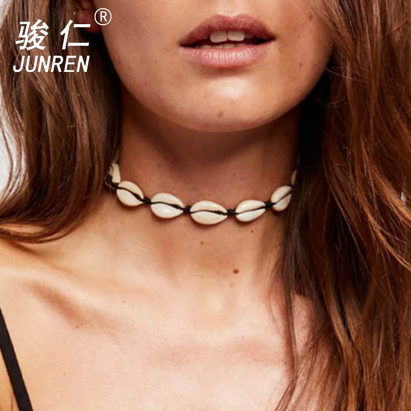 

Boho Sea Shell Choker Necklace Women Natural Shell Jewellery Chocker Simple Neckless For Summer Beach Gift