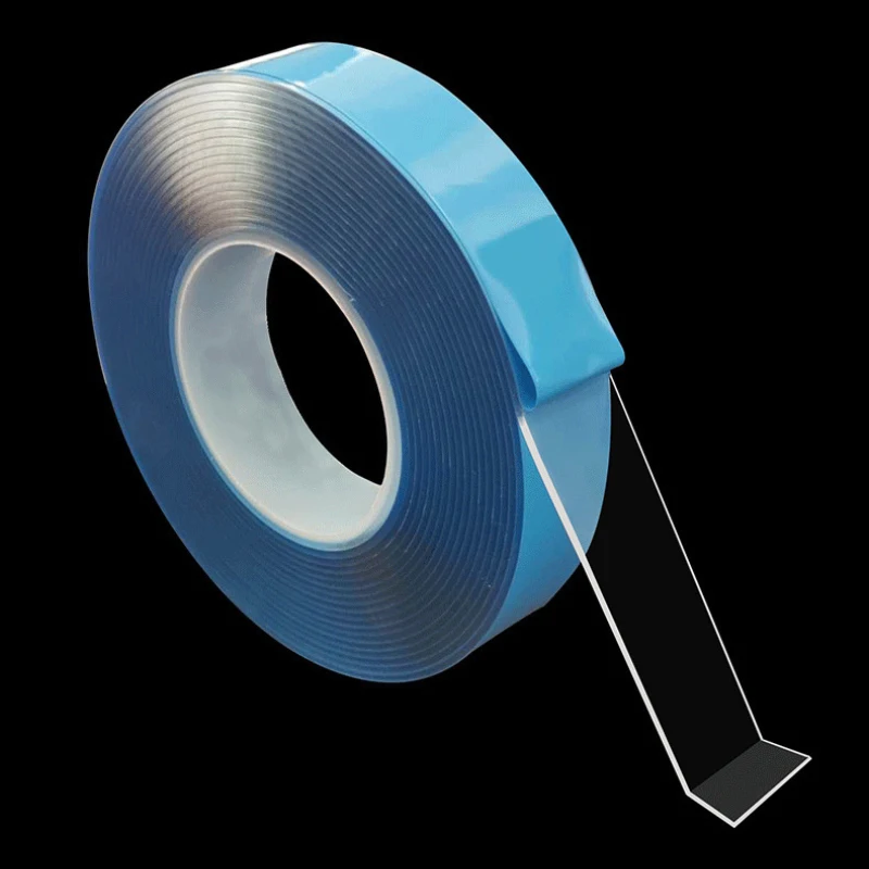 1 м Бытовая DIY прозрачная нано волшебная лента двухсторонний клейкий стикер ленты бесследный ПУ водонепроницаемый инструмент для ванной кухни - Цвет: Синий