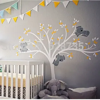 Oversized Large Koalas Tree Vinyl Wall Sticker For Kids Room Decor Baby Nursery Wall Decals Free