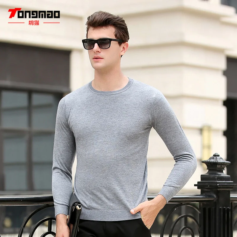 Mens Sweater Autumn Casual Long Sleeve O Neck Solid Color