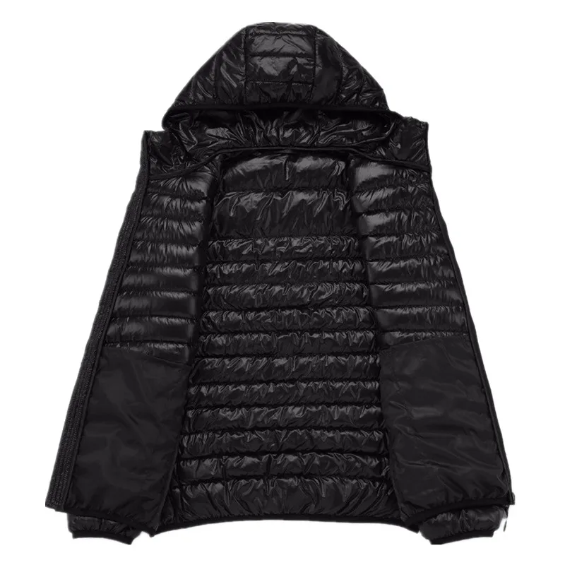  2019 Spring and Autumn Fashion Boutique White Duck Down Solid Color Lightweight Men's Casual Hooded