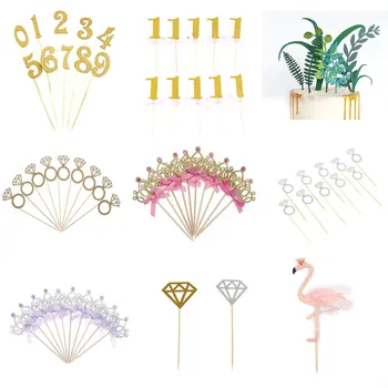 

2019 Happy Birthday Cake Topper Acrylic Letter Gold Silver Cake Top Flag Decoration for Boy Girl Birthday Party Wedding Supplies