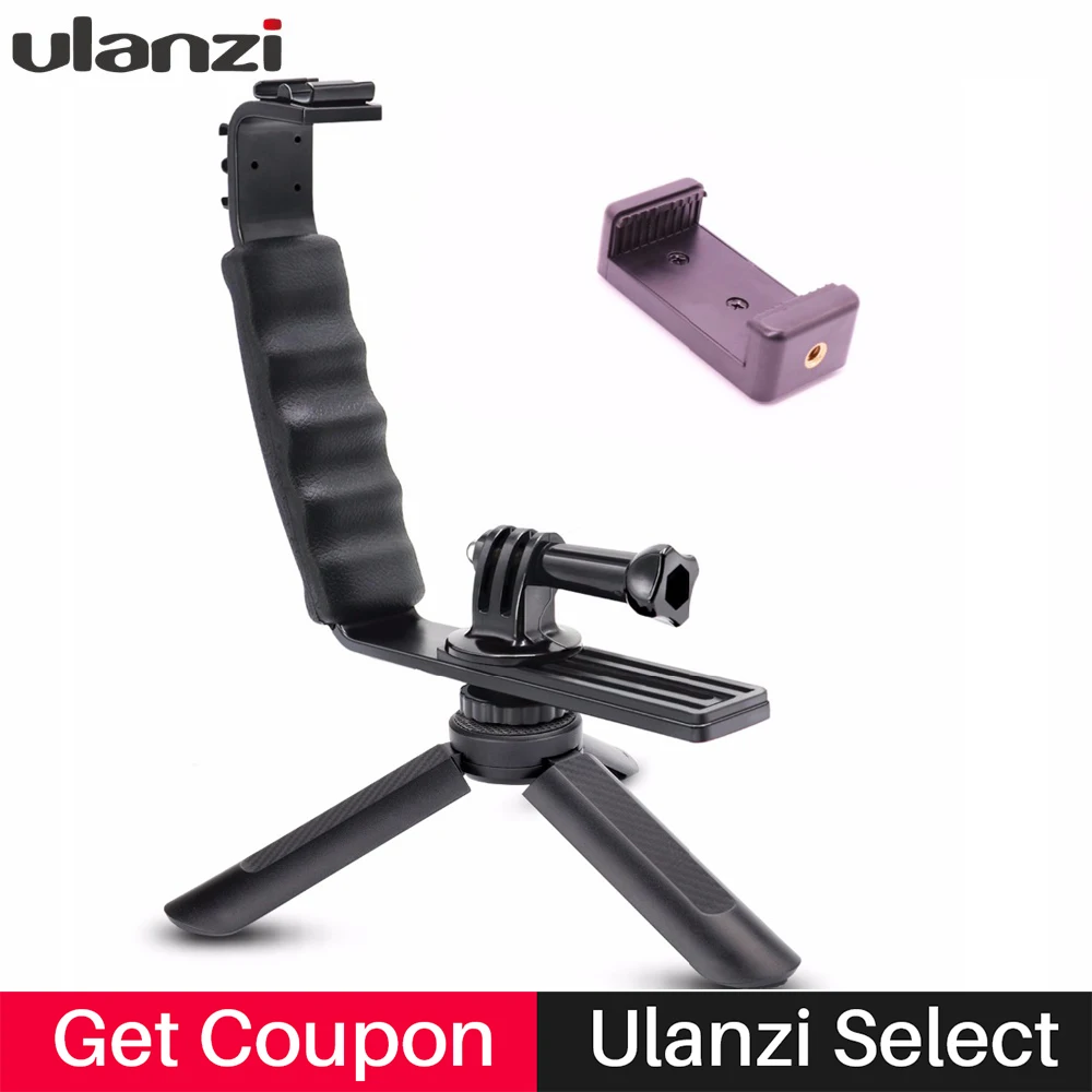 Photography L Mic Stand Bracket with 2 Standard Hot Shoe Mounts Mini Phone Tripod for Gopro 6 Smart