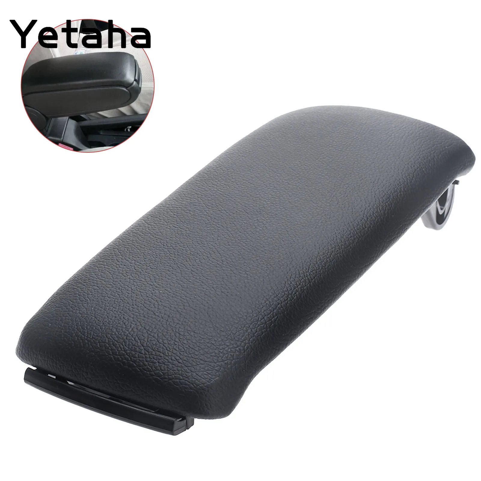 Yetaha Black Car Armrest Cover Sooft ABS PU Leather Console Box Top