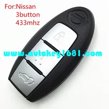 Car Key For NISSAN JUKE Tiida SMART KEY FOB 3 BUTTON 433mhz With ID46 Chip with Key blade