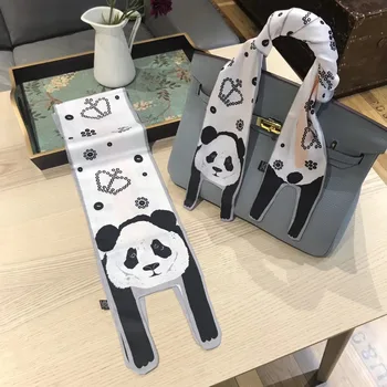 

TOP quality scarf women fashion crown panda design scarves neck scarfs luxury bag wrappy girls hair scarfs