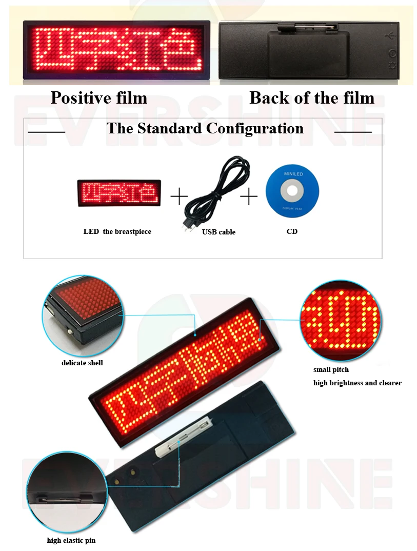 led name badge,led name tag programmable moving led message display,led Business card Luminous badges Red/Yellow/Blue/White 