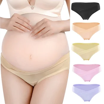 

5pcs Pregnant Women Panties Cotton Low Waist Seamless Breathable Underpants Random Color S7JN