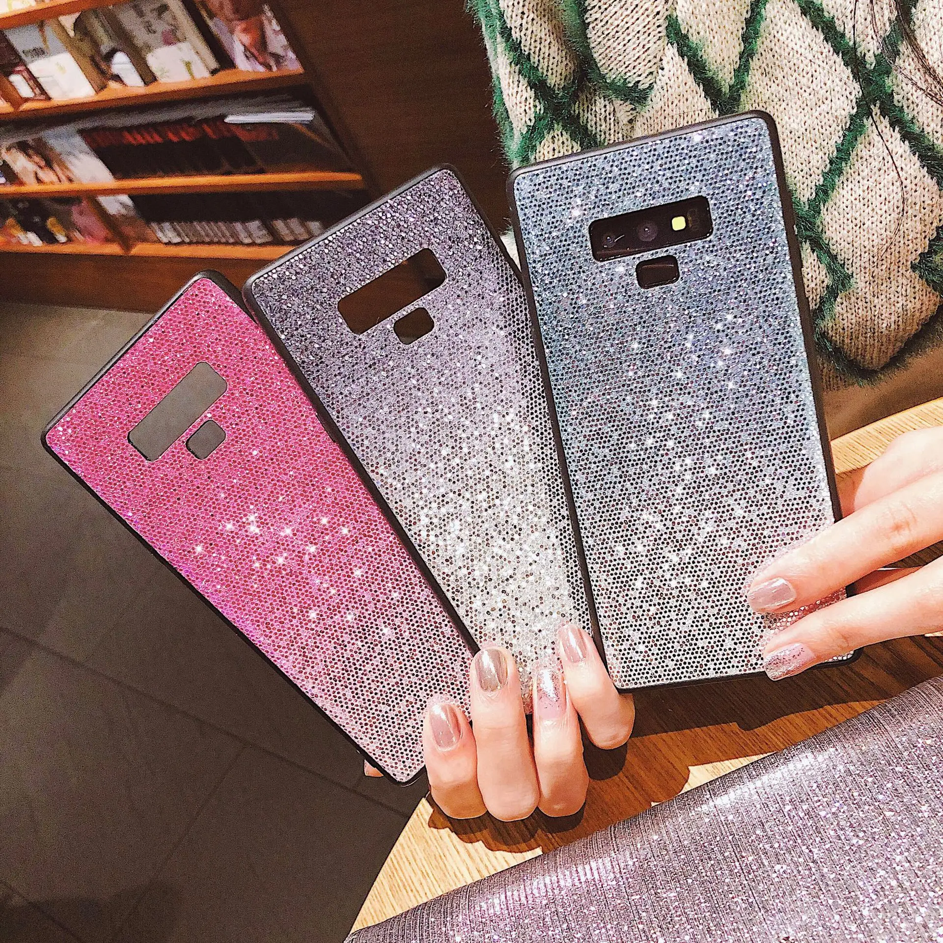 Для samsung S8 S9 плюс Чехол для телефона S7 край блестки в виде ракушки со стразами с