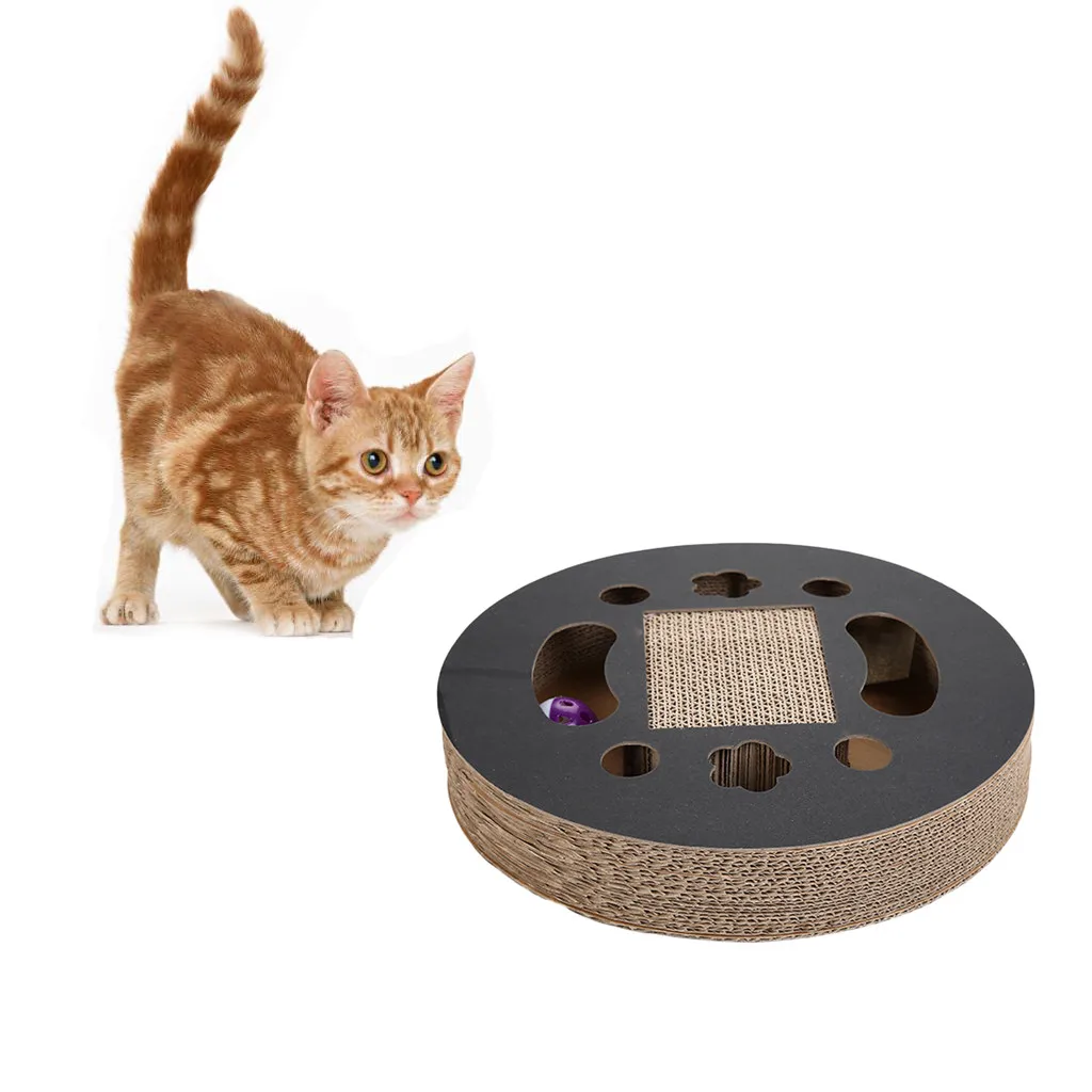 

Round Bell Ball Corrugated Paper Cat Scratching Claw Toy Pet Cat Training Toys For Cat Kitten dog cats intelligence Trainning