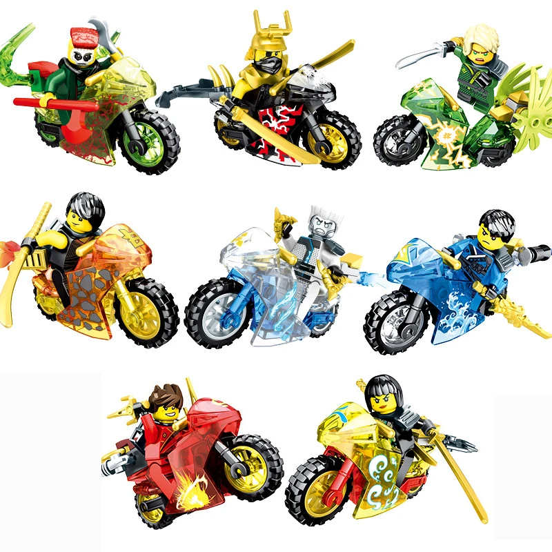

Single Motorcycle Building Blocks Bricks Toys Compatible legoINGly Ninjagoed For Kids JAY COLE ZANE Lloyd Action Figure Gift