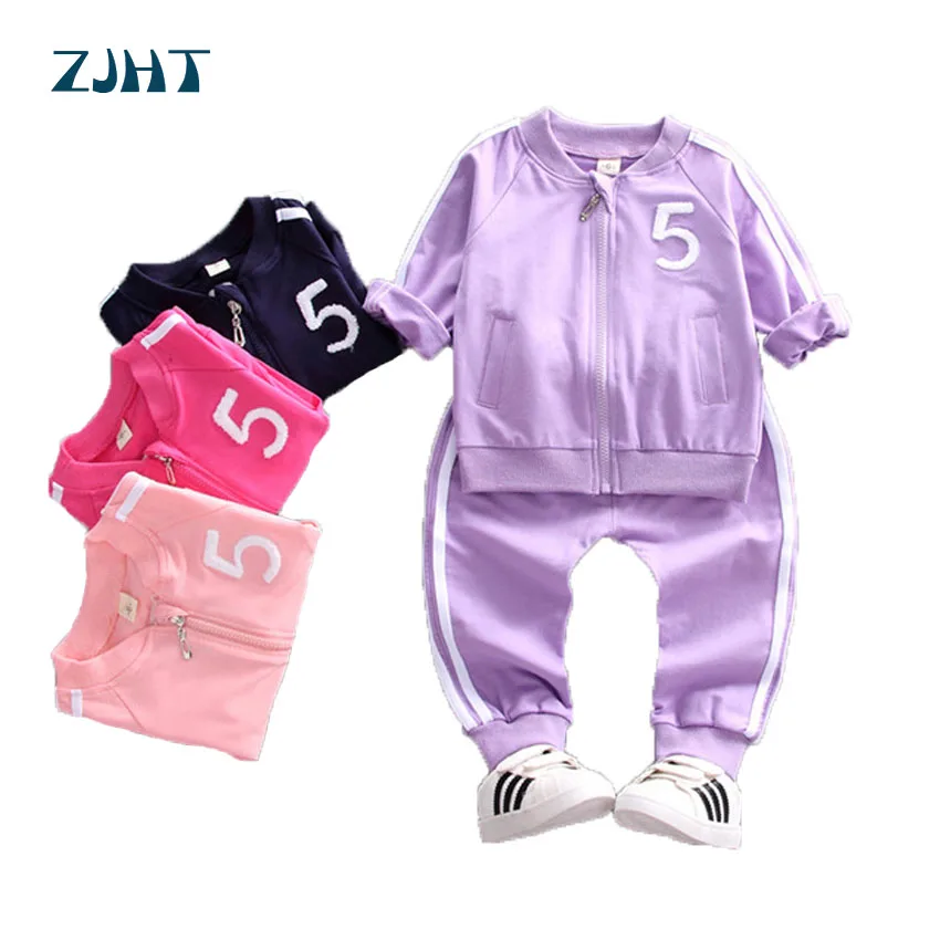 

ZJHT New Spring Toddler Baby Clothes Cotton Sets For Girls Boys Children Suit Kids Long Sleeve Hooded Coats T-shirts+Pants MY060