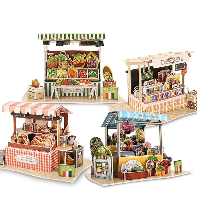 DIY Cubic Fun 3D Puzzle World Style Cafe Fruit Store Paperboard Model
