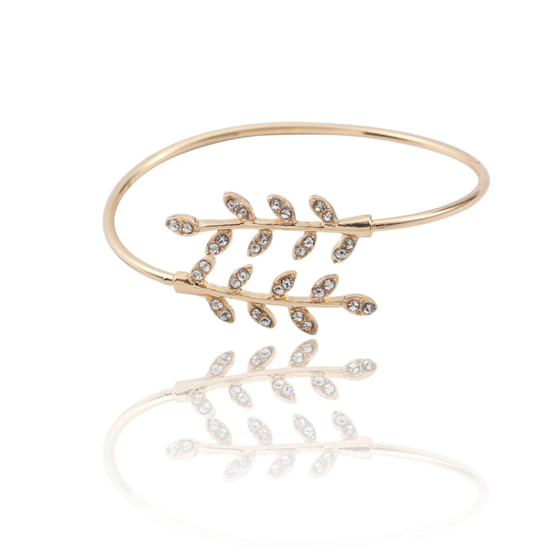 

Trendy Gold Silver Leaf Bracelet Circlet Bangle Gold Silver Wristband Bijoux Pulseras Opening Adjustable Bracelet Women Jewelry