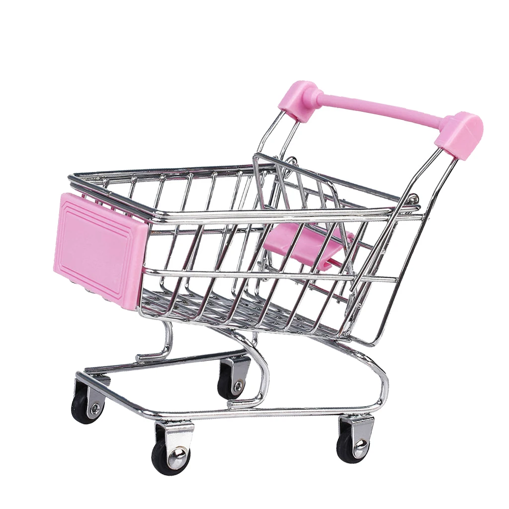 Kids Children Pretend Play Mini Shopping Entertainment Fun Cart Trolley Home Room Office Decor Toy Gift Pink