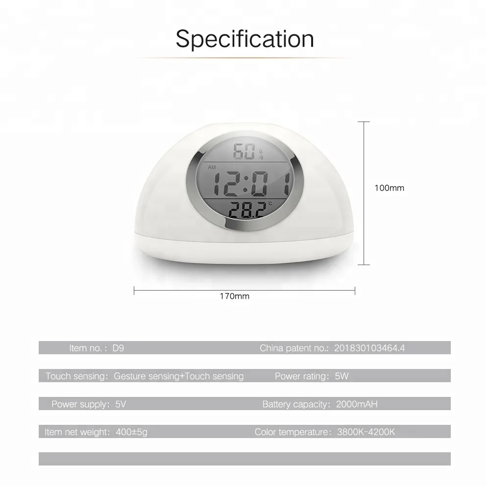 Led Wake Up Lights Alarm Clock Time Motion Sensor Gesture Control Sunrise Simulator 7 Color Smart Night Lighting Dropshipping (1)