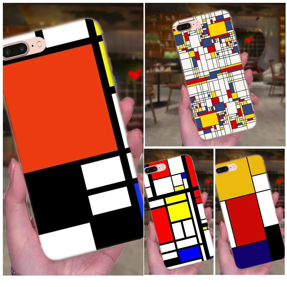

For Xiaomi Mi3 Mi4 Mi4C Mi4i Mi5 Mi 5S 5X 6 6X 8 SE A1 Max Mix 2 Note 3 4 Soft TPU Cute Case Mondrian Art Smart