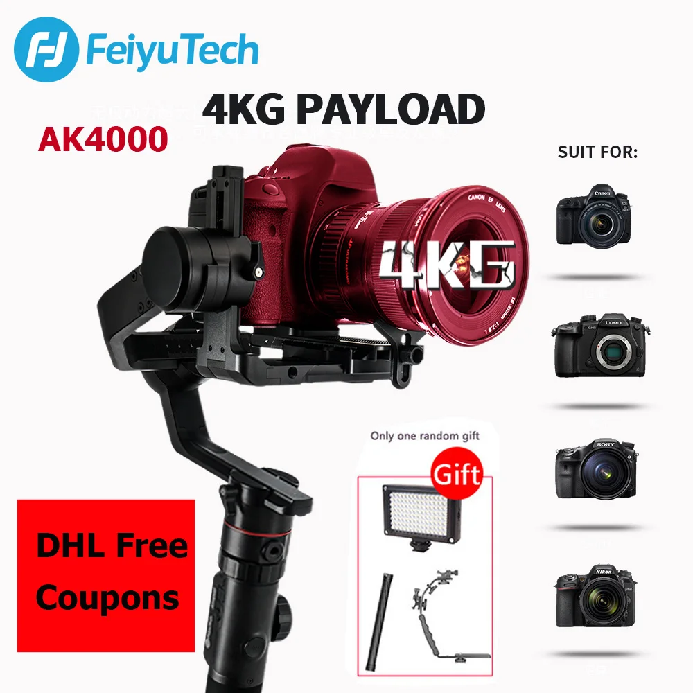 Gimbal FeiyuTech AK4000 3-осевой ручной карданный Стабилизатор камеры для dslr sony Canon 5D Panasonic D850 pk dji ronin s