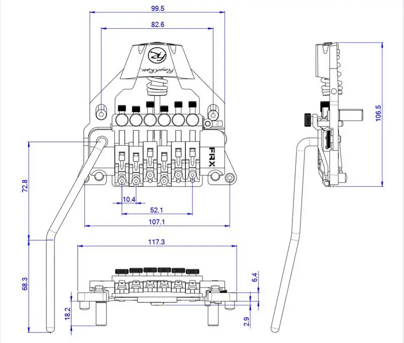 FRX тремоло система Floyd Rose BRIDGE FRTX03000 золото