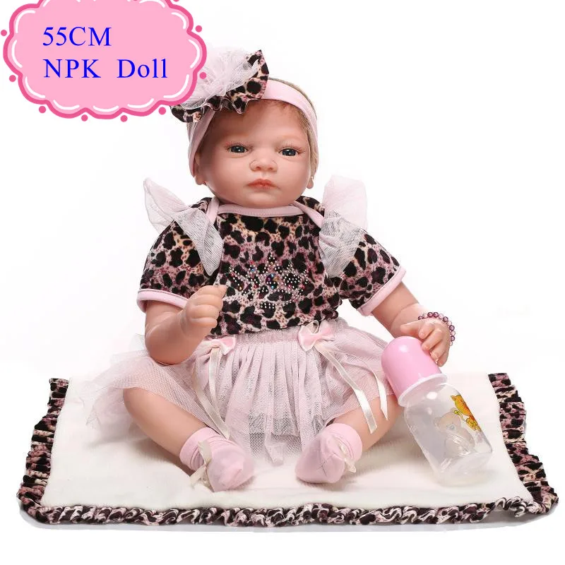 

Special 55cm 22'' Reborn Baby Doll With Beautiful Hair Band Hot NPK Brand Realistic Magnetic Pacifier Beneca Bebe Lifellike Doll