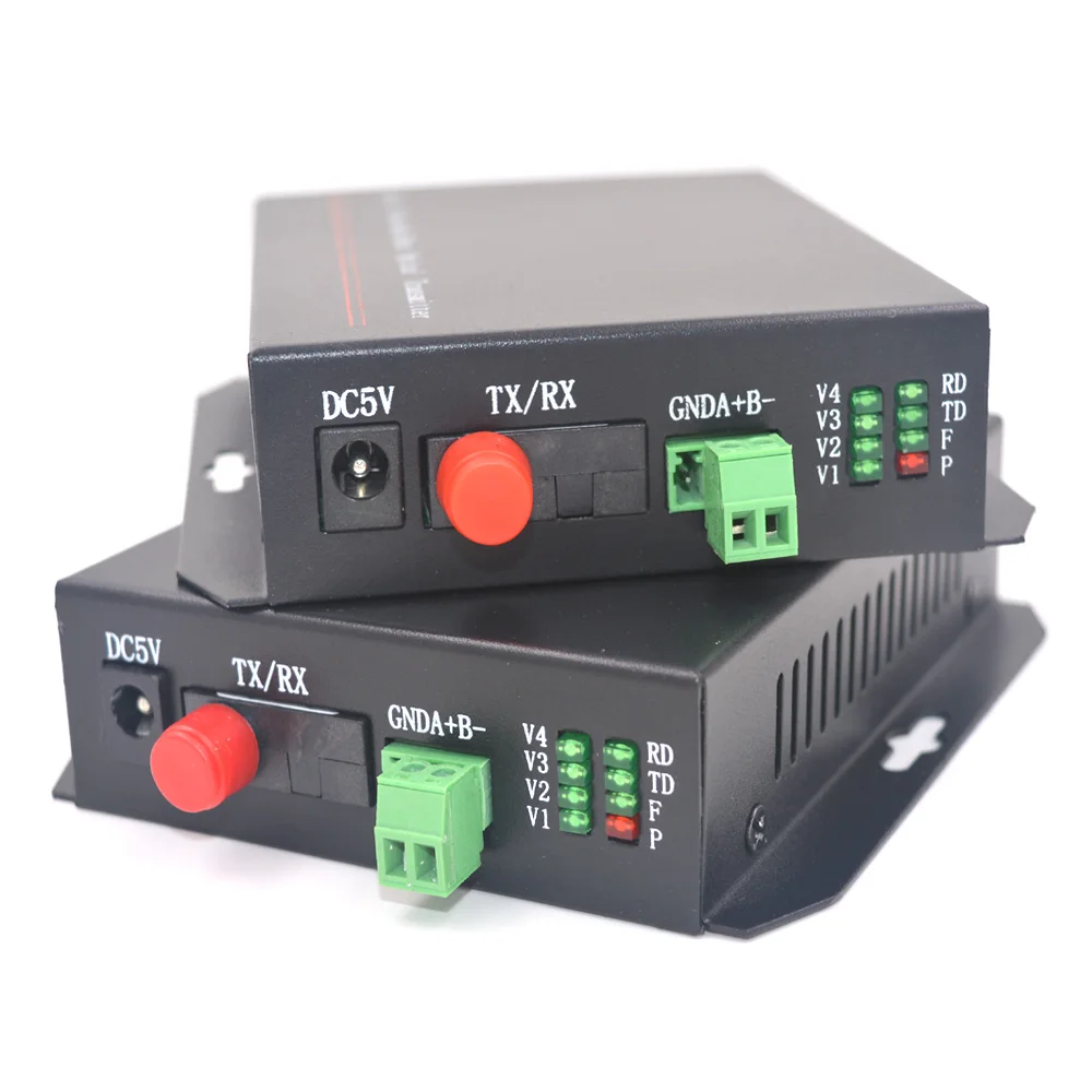  4CH Video Fiber optic Media Converter (Tx / Rx) - Multi mode 2Km Transmitter Receiver for Security  - 32841880714