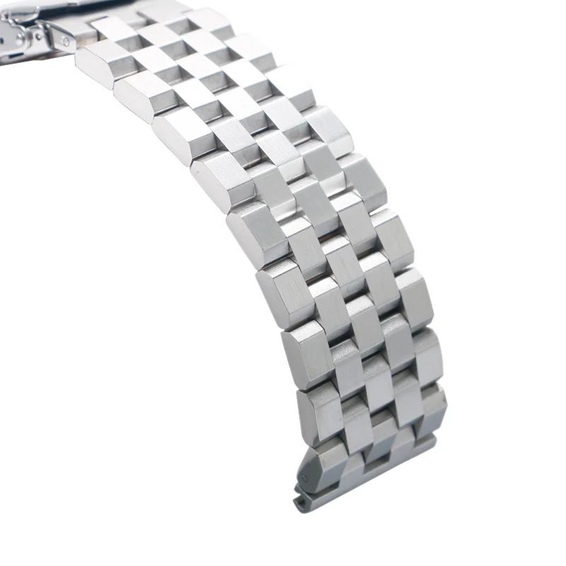 

Silver/Black Top Stainless Steel Wrist Straps 20mm 22mm 24mm Watchbands Clock Band Push Button Replacement + 2 Spring Bars