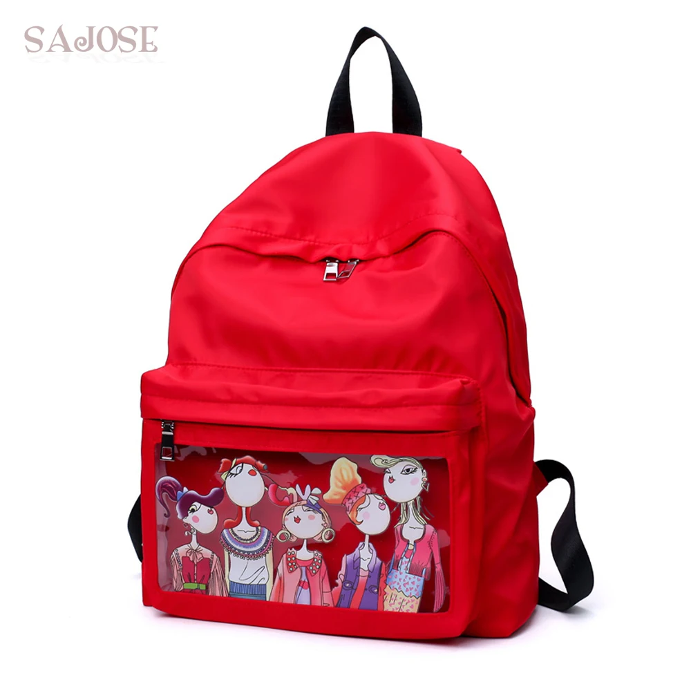 Прямая поставка женский холст рюкзаки для подростков обувь девочек печати красный школьные сумки на плечо Back pack Портативный Bagpack SAJOSE