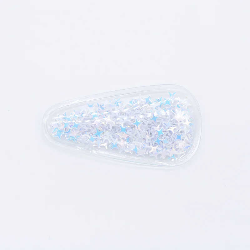 56*30mm Transparent Plastic Filling Multiple Styles Sequin Applique for DIY Headwear Hair Clips Handmade Sticker Accessories H29 - Цвет: White