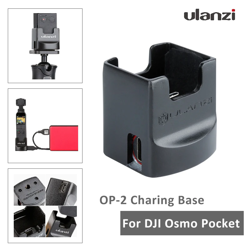 

Ulanzi OP-2 Tripod Adapter Base Mount Fixed Holder with 1/4 Screw USB Type-C Charing Port for DJI Osmo Pocket Accessories